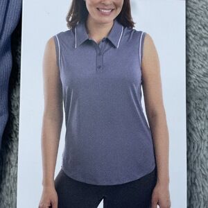 Elle Sport Women's M Sleeveless Polo Blue e0901